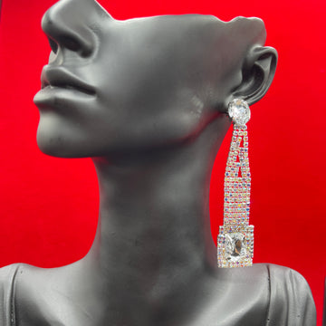 Xtra long Rhinestone Drop Square Earings